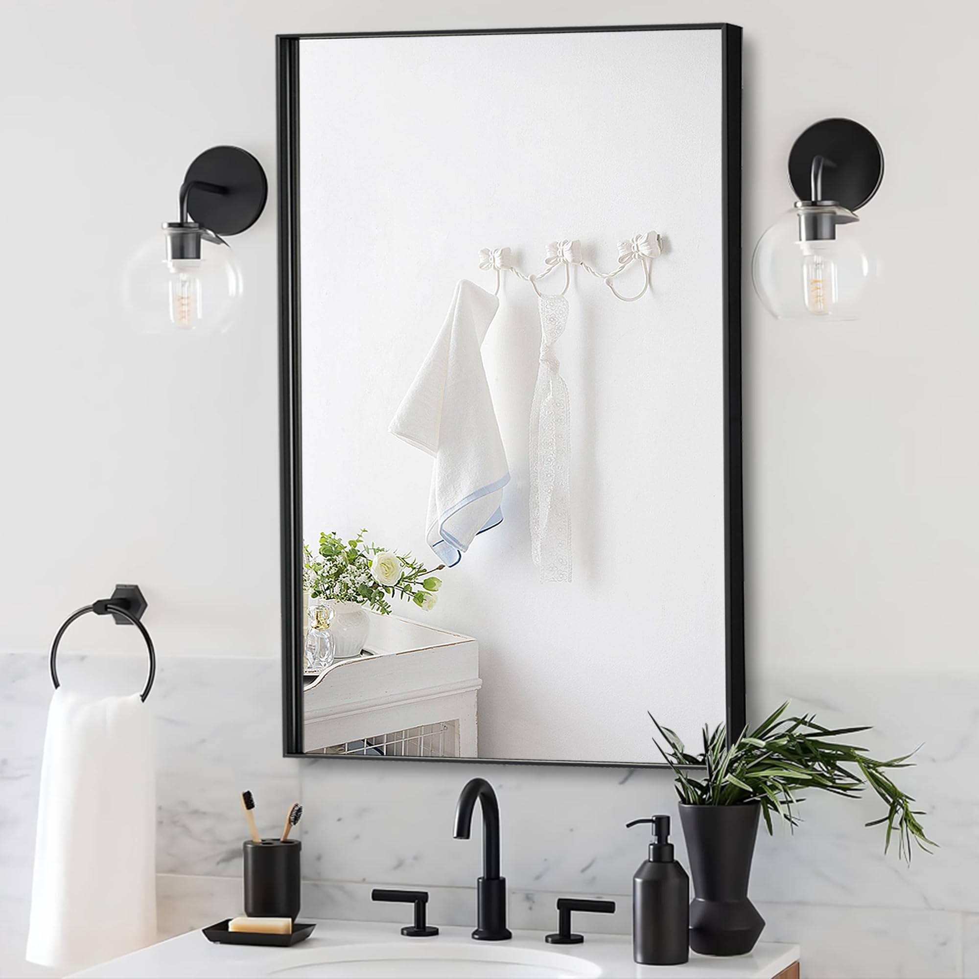 Amazon.com: Bonverre 20x36 Inch Black Bathroom Mirror for Wall Amazon.com: Bonverre 20x36 Inch Black Bathroom Mirror for Wall